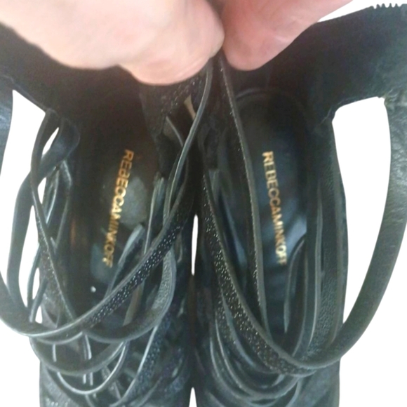 Rebecca Minkoff Beaded Black Stiletto Heeled Sandals Size 8 - Picture 4 of 9